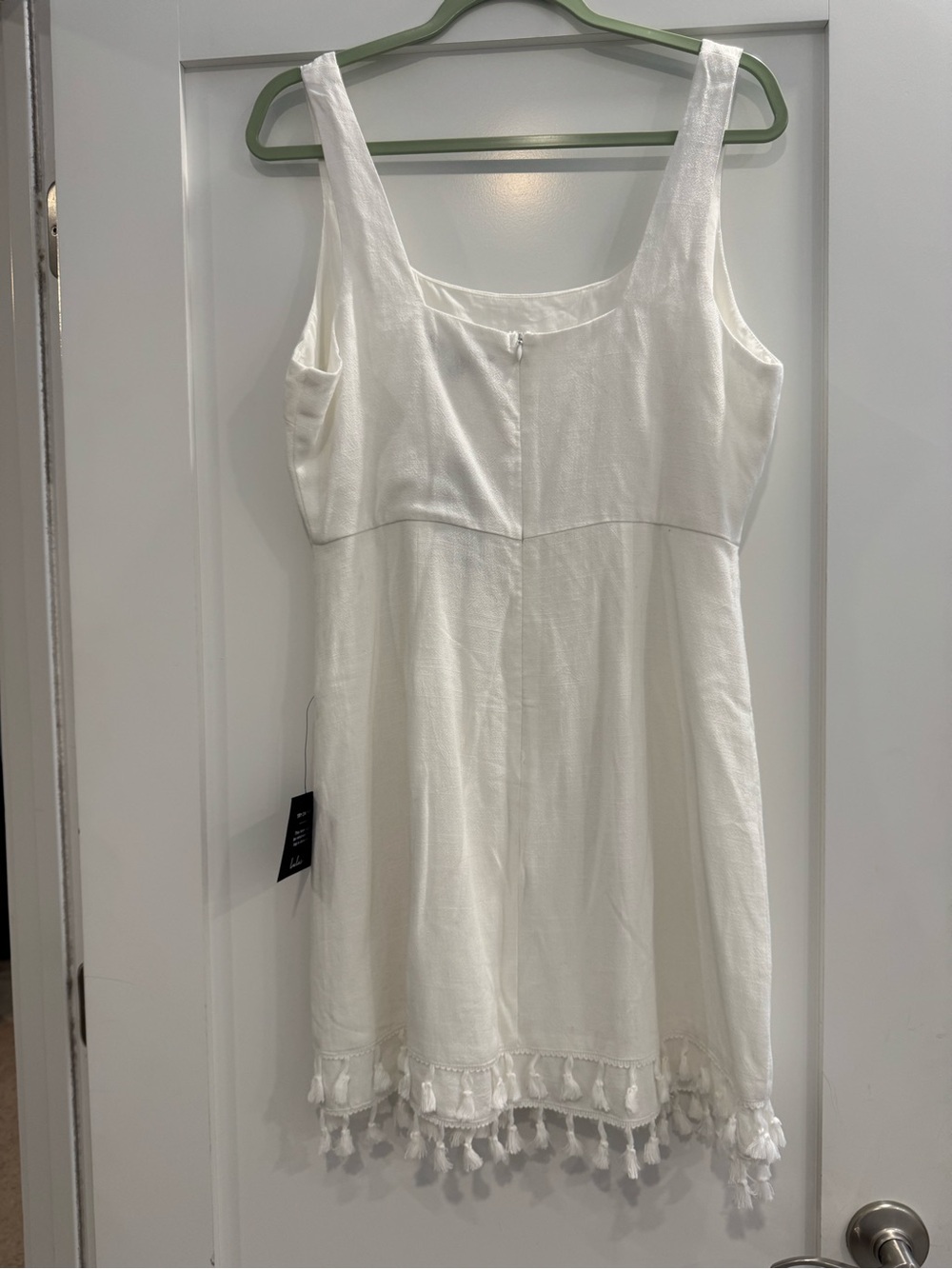 Lulu's White Tassel-Hem Mini Dress - Picture 8 of 10